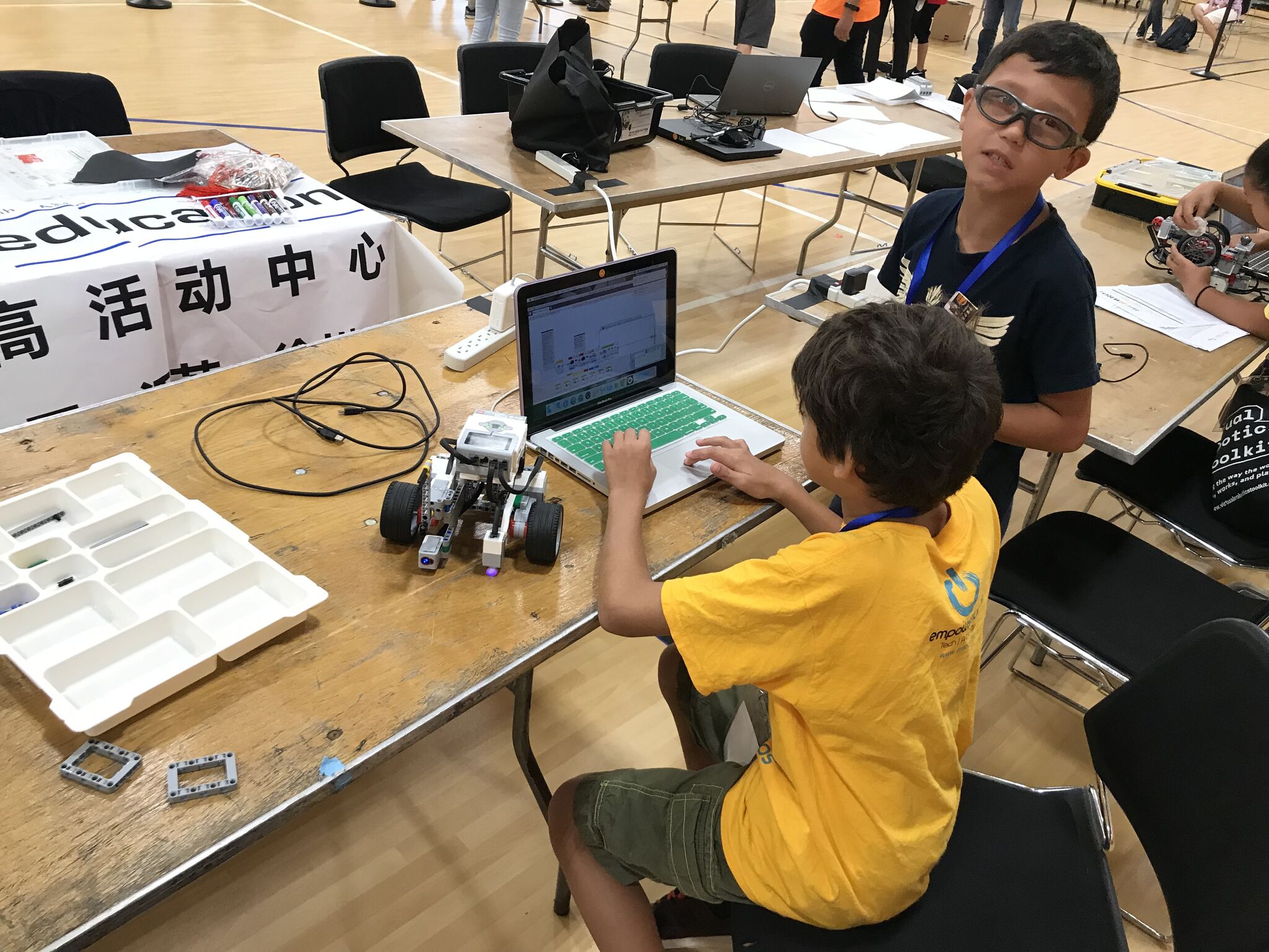 The pits where teams work to complete their robots